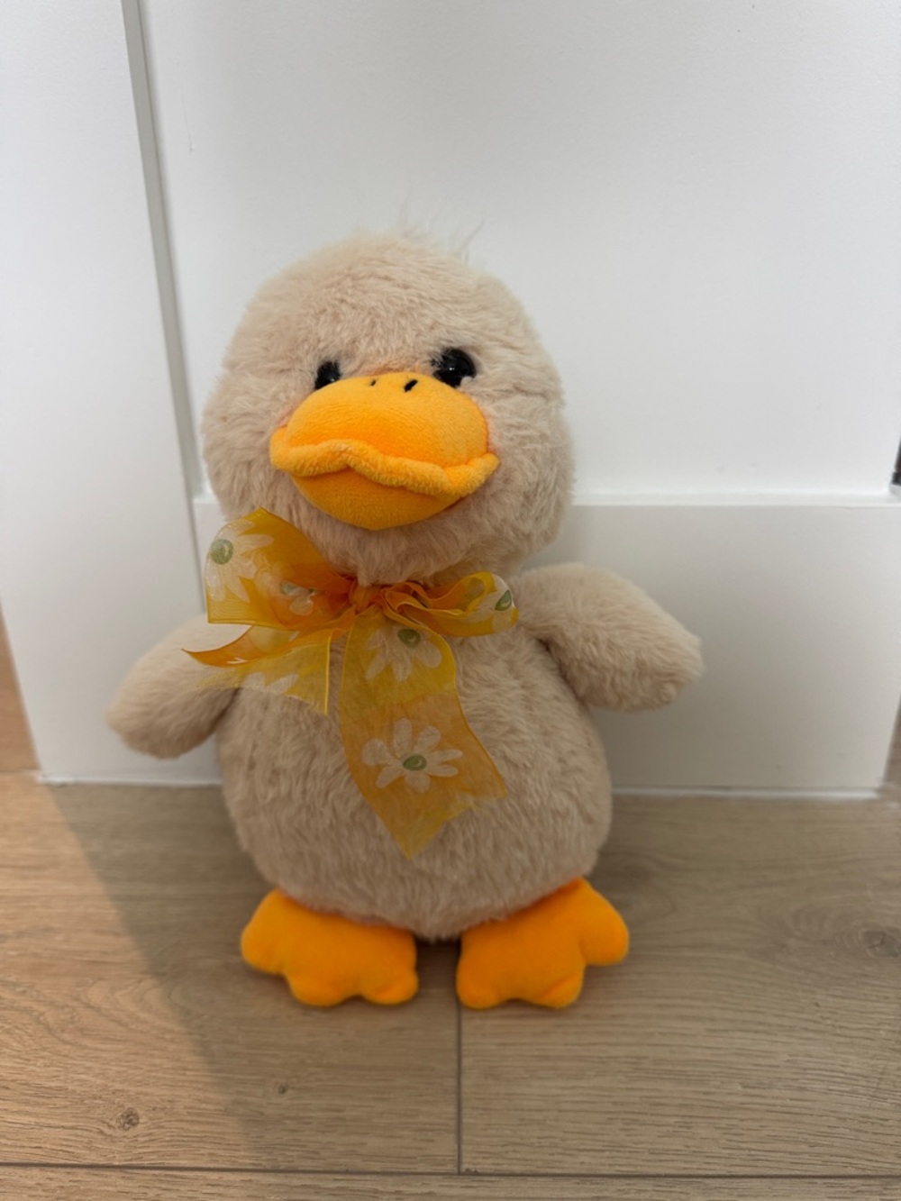 Plush Duck Toy with Yellow Beak and Bow